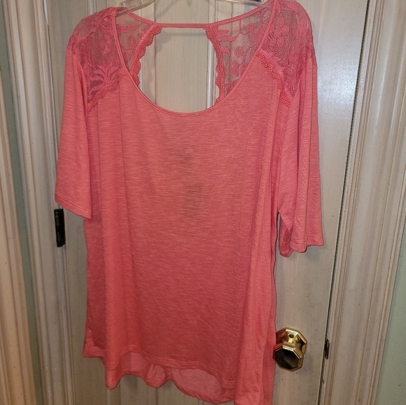 torrid Tops - NWT Womens Plus sz 2X Torrid Coral lace detail open back Shirt